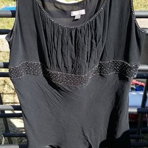Ann Taylor embellish black linen tank
